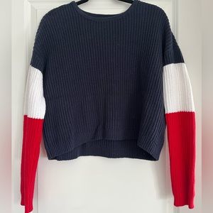 Red, White, and Blue Cropped Sweater